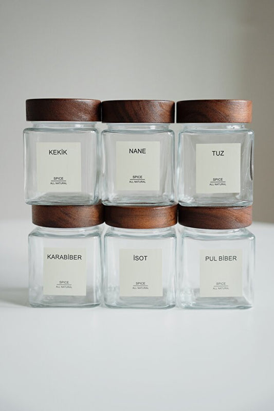 Accacia Spice Square Jar 6 Piece Set