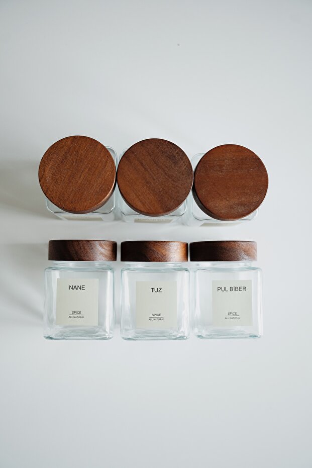 Accacia Spice Square Jar 6 Piece Set