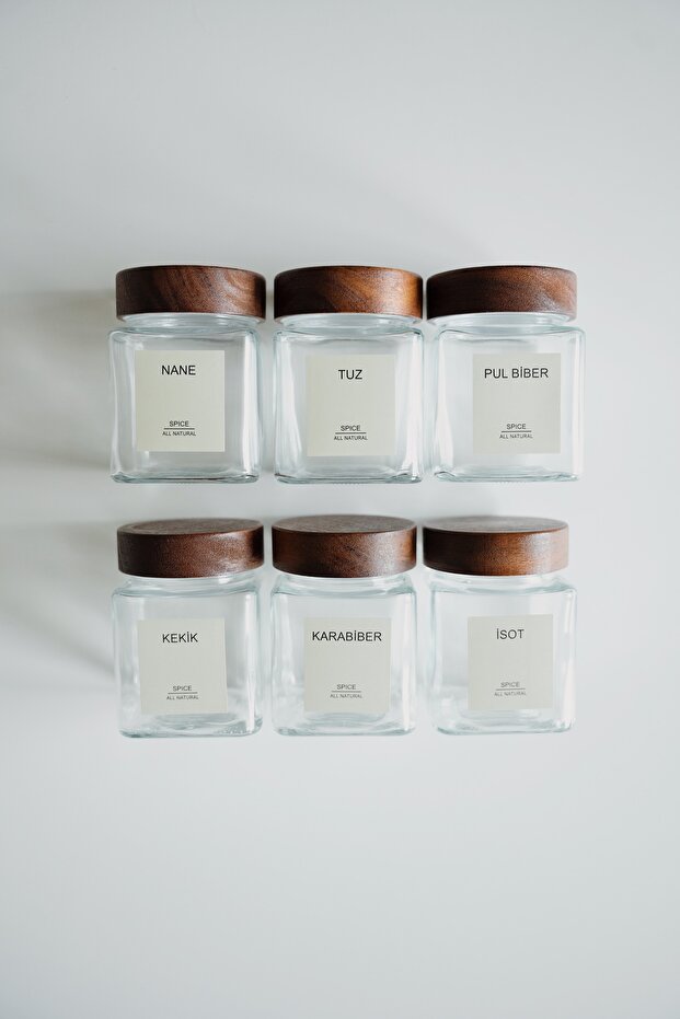 Accacia Spice Square Jar 6 Piece Set
