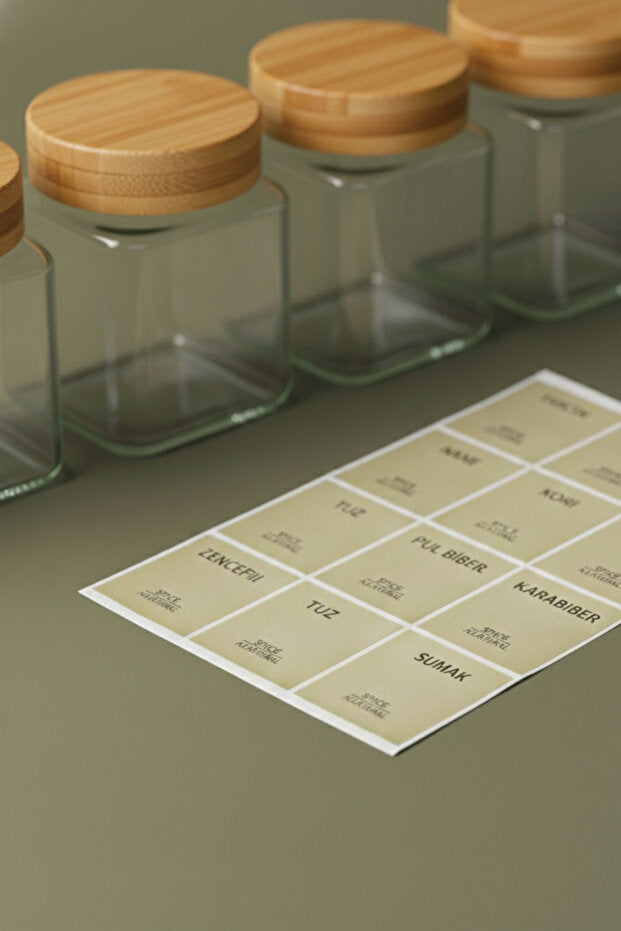 Bamboo Spice Square Jar 6 Piece Set