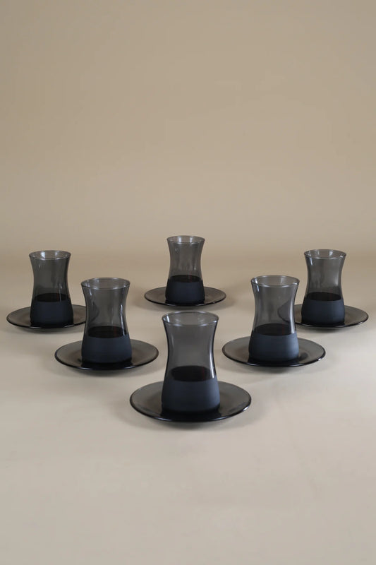Matte 12 Piece Tea Set Black 170 cc