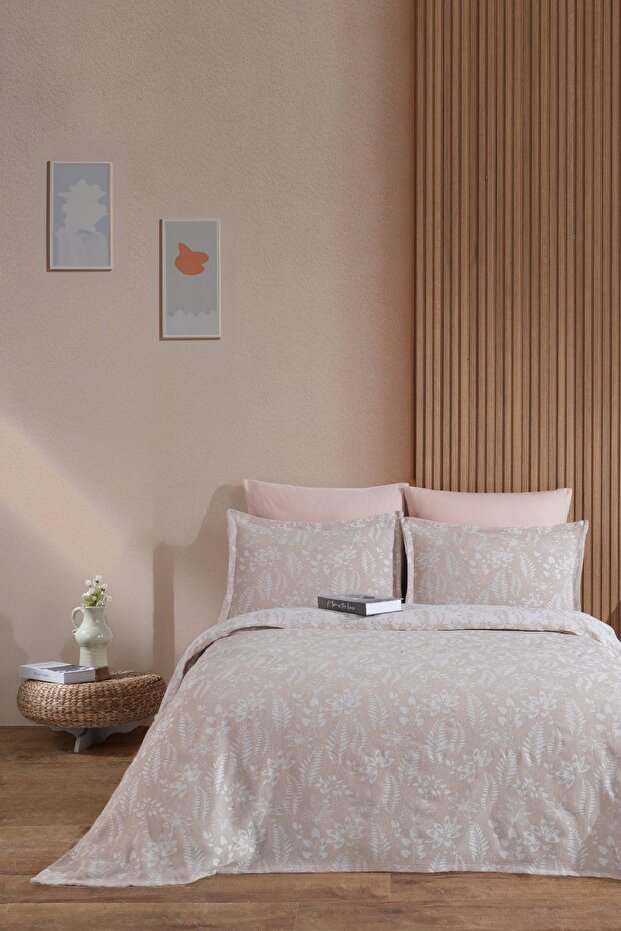 Mokka Linen Bedspread Set - Ecru