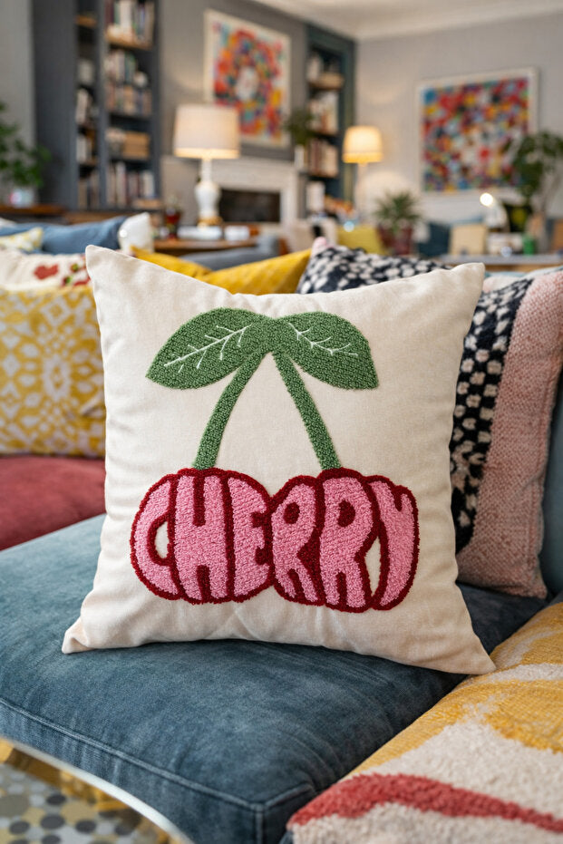 Punch Embroidery Pillow Case