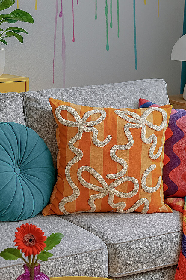 Bow Punch Embroidery Pillow Case