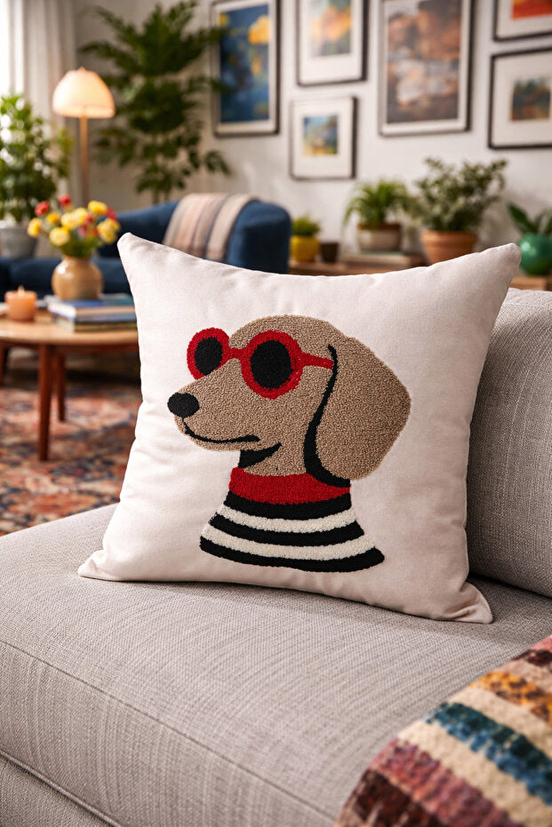 Punch Embroidery Pillow Case