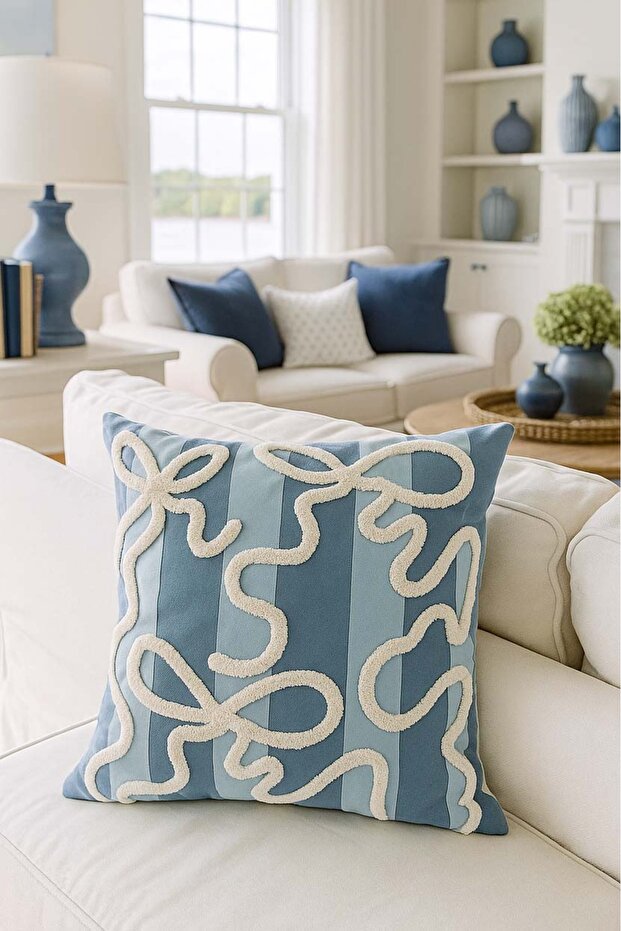 Bow Punch Embroidery Pillow Case
