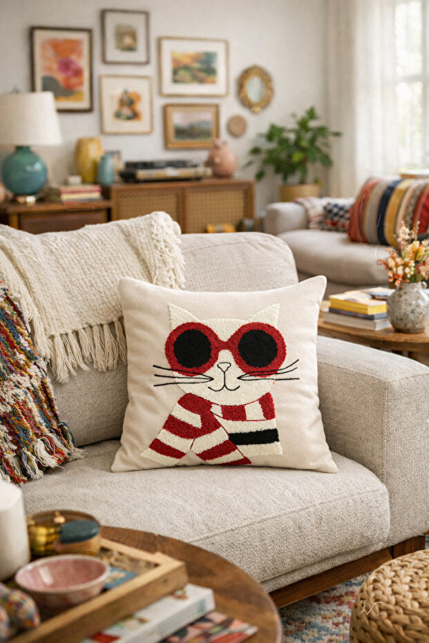 Punch Embroidery Pillow Case