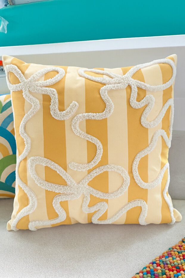 Bow Punch Embroidery Pillow Case