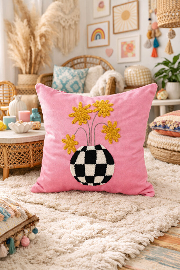 Punch Embroidery Pillow Case