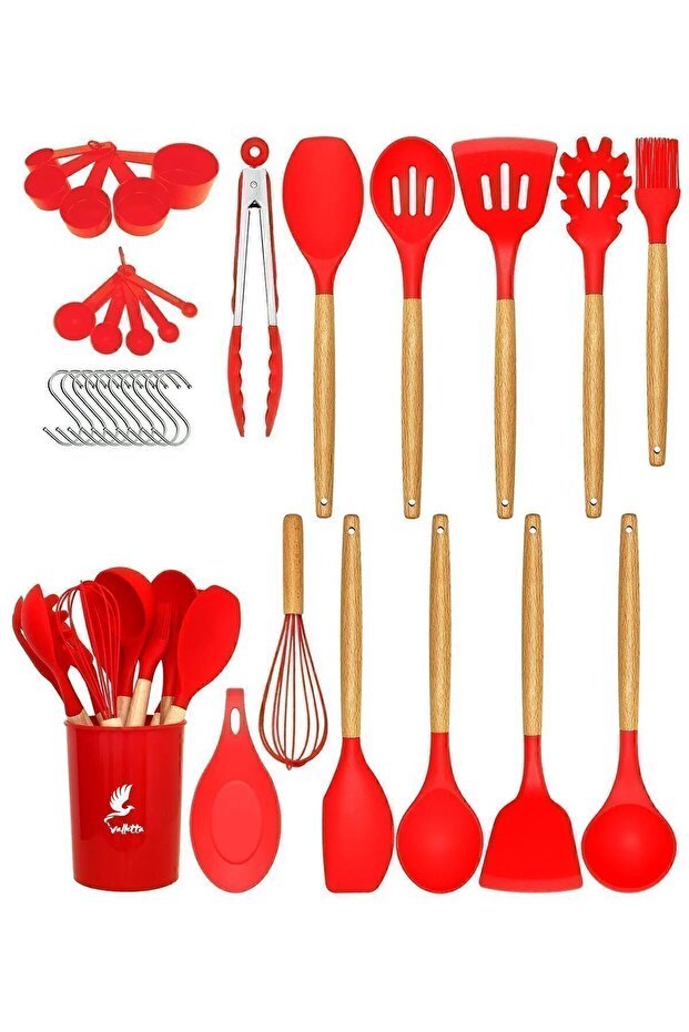 Mikla 33 Piece Silicone Kitchen Set - Red