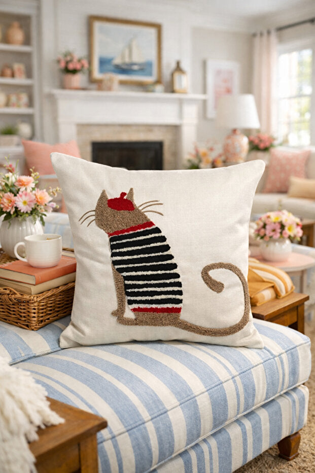Punch Embroidery Pillow Case