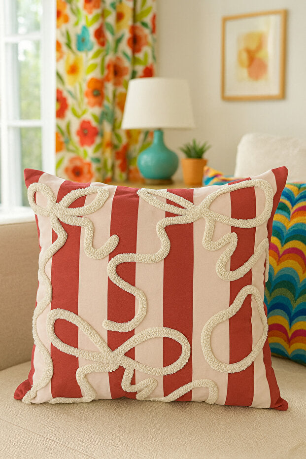 Bow Punch Embroidery Pillow Case