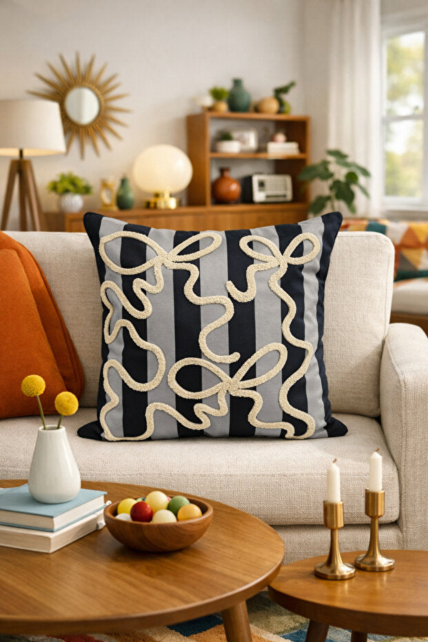 Bow Punch Embroidery Pillow Case