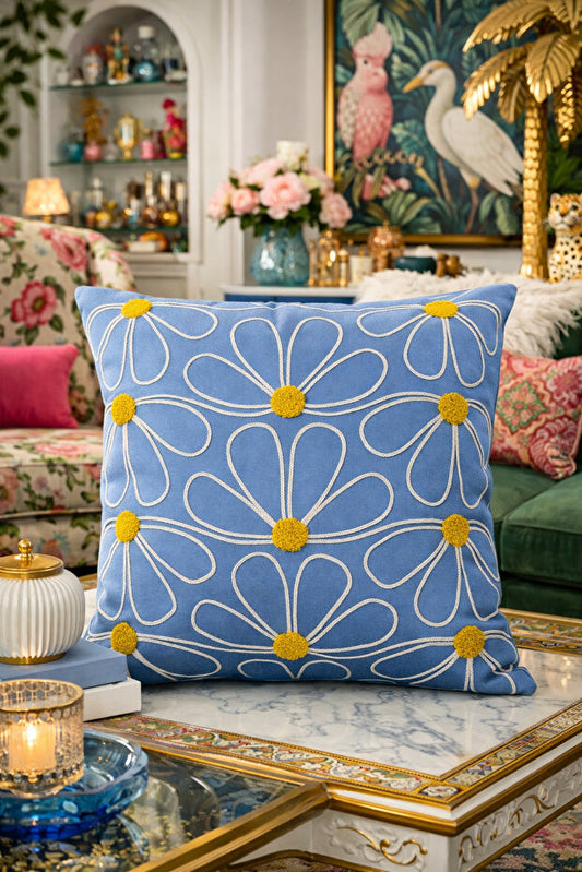 Daisy Punch Embroidery Pillow Case