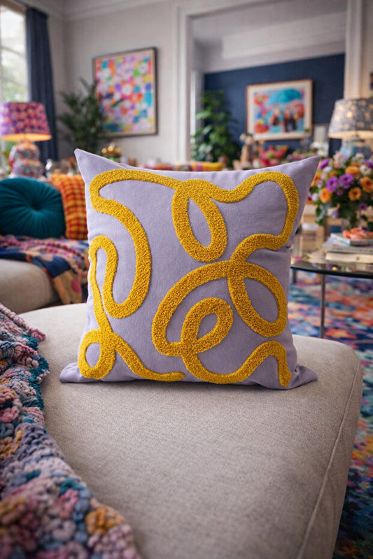 Curve Punch Embroidery Pillow Case