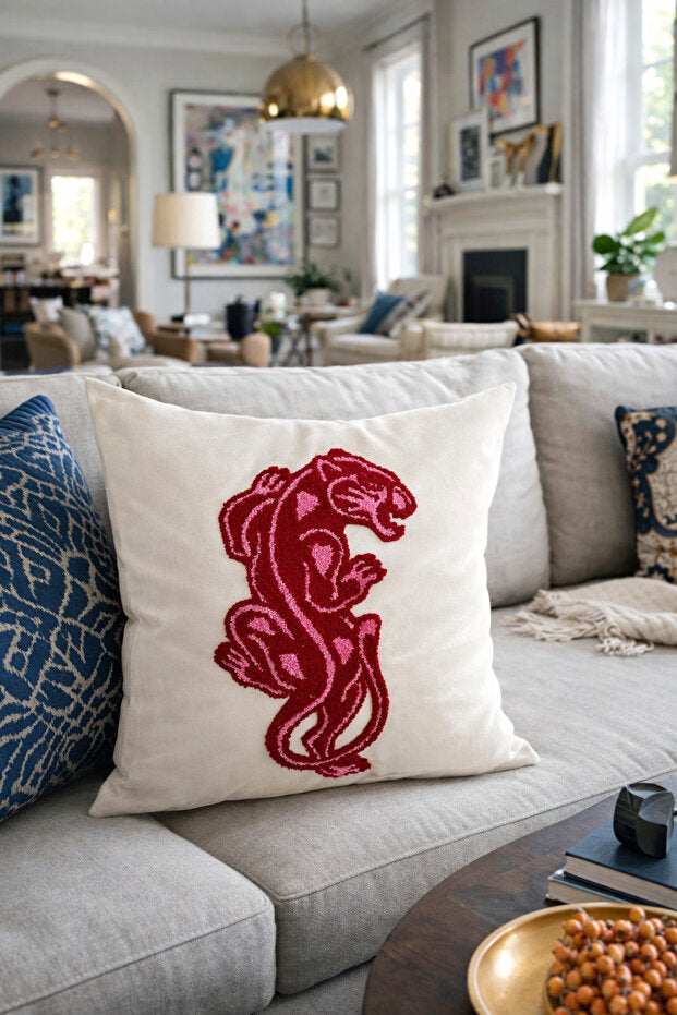 Punch Embroidery Pillow Case