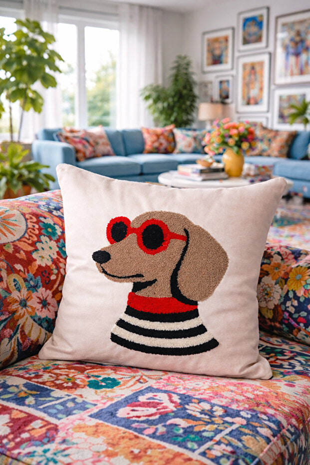 Punch Embroidery Pillow Case