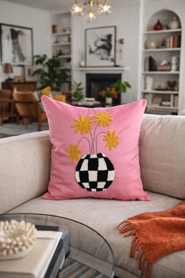 Punch Embroidery Pillow Case