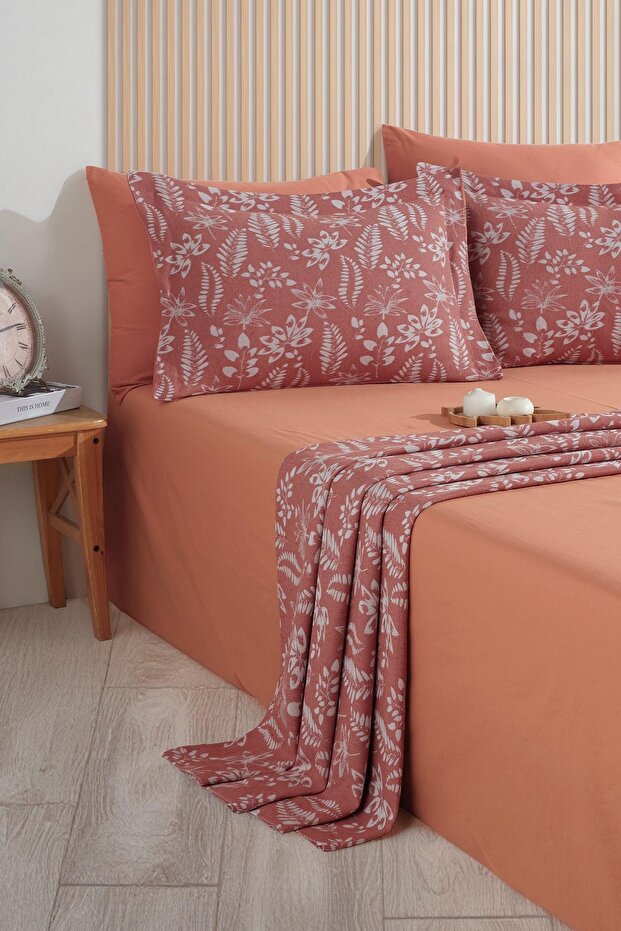 Mokka Linen Bedspread Set - Cinammon