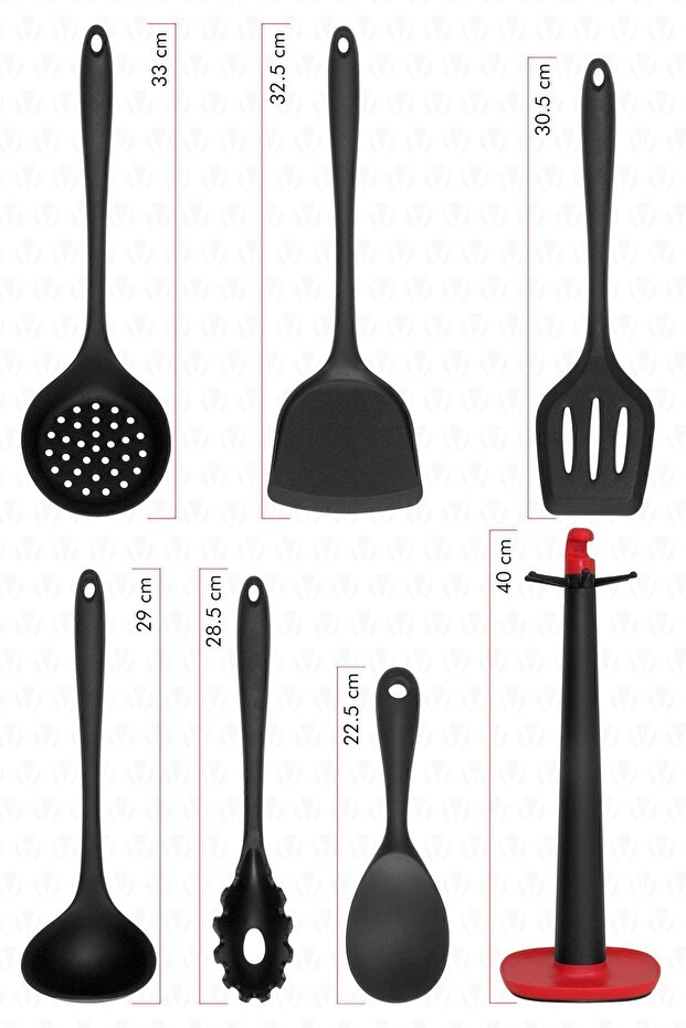 Claris 7 Piece Spatula Set with Stand, Black