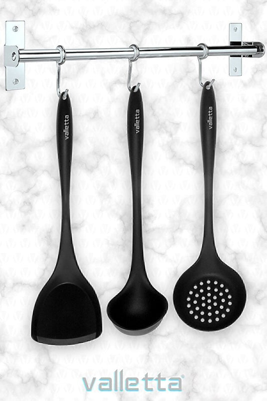 Navas Heat Resistant, Non-Stick, 3 Piece Silicone Serving and Cooking Set, Black