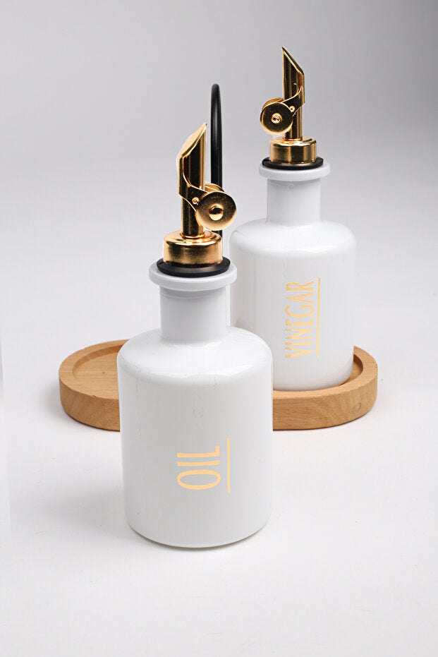 Marbella Bamboo Stand 2 Piece Oil and Vinegar Set