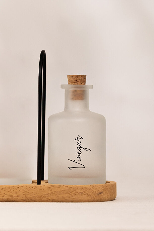 Vigo Bamboo Stand 2 Piece Oil and Vinegar Set