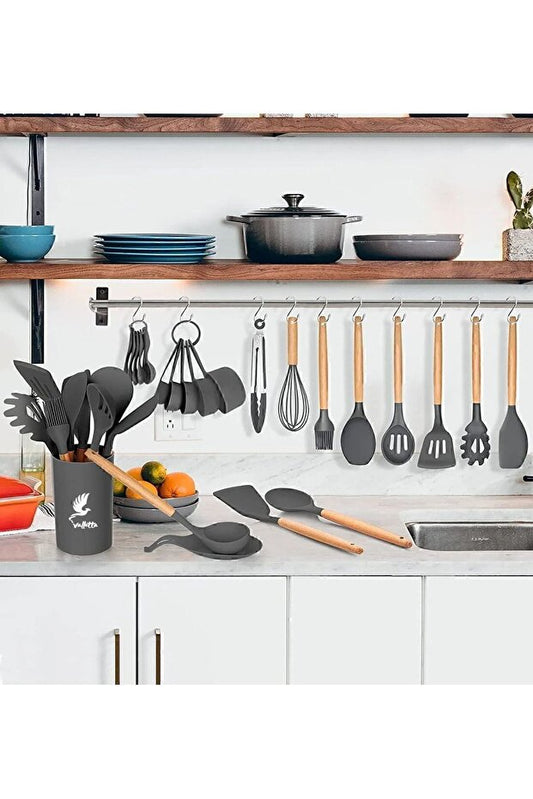 Mikla 33 Piece Silicone Kitchen Set - Gray