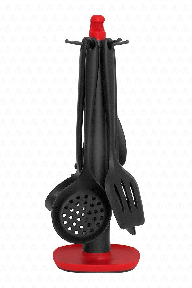 Claris 7 Piece Spatula Set with Stand, Black