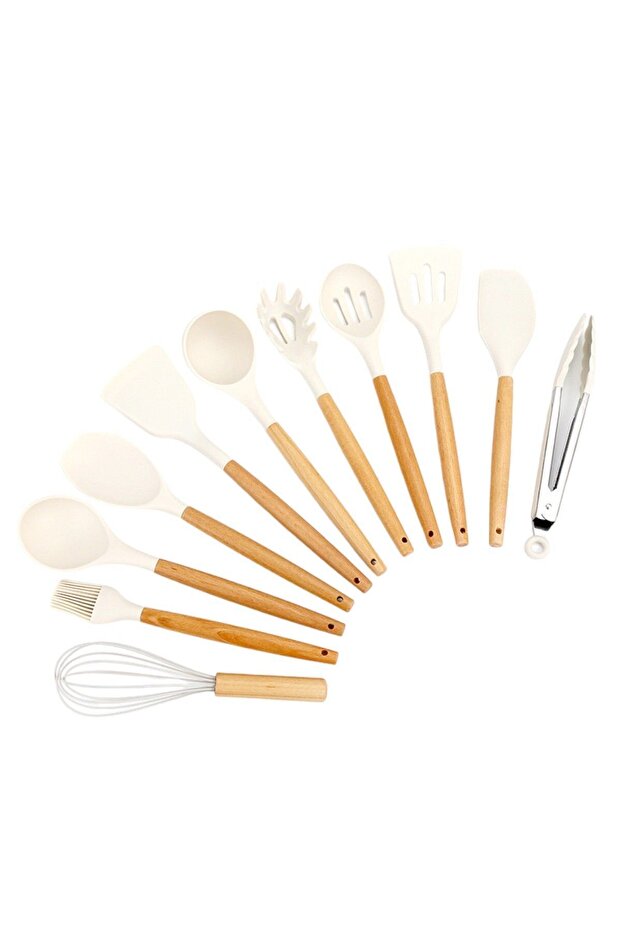 Legolas 18 Piece Heat-Resistant Silicone Non-Stick Serving Set with Stand, White