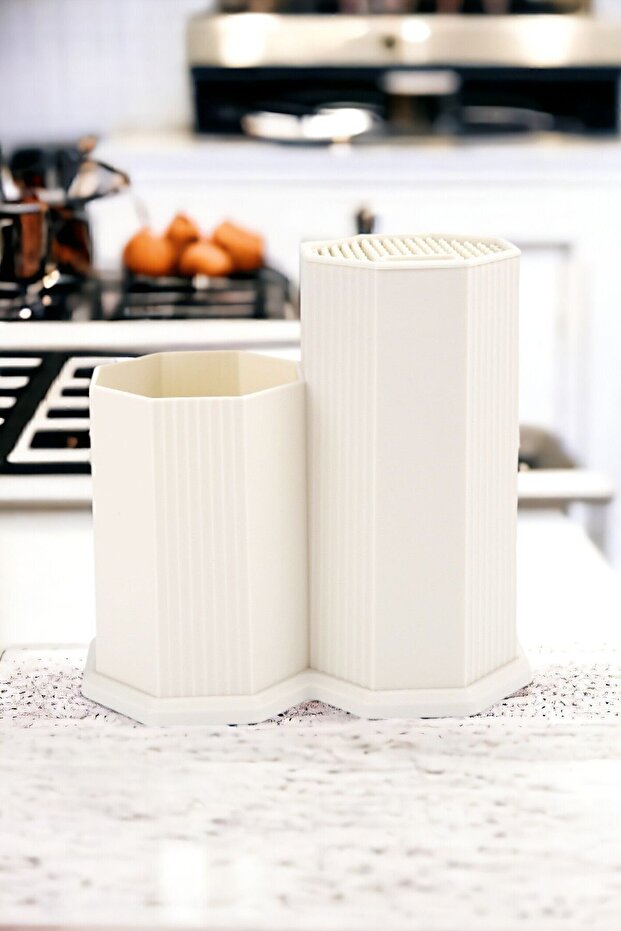 Legolas 18 Piece Heat-Resistant Silicone Non-Stick Serving Set with Stand, White