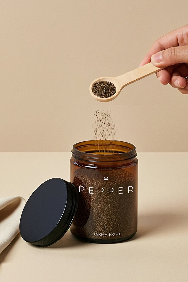 Amber Glass Spice Jar 2 Piece Set