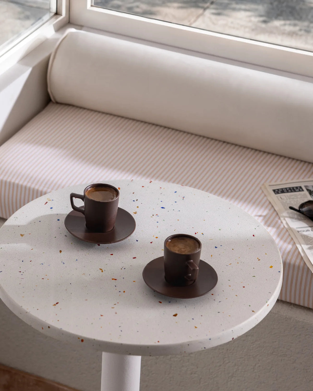 Rain Matte brown porcelain Turkish coffee cup set with 2 coffee cups and 2 matching saucers, 90ml, 4 pieces.