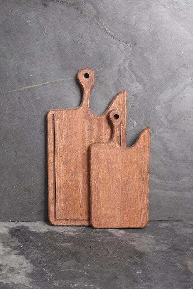 Natural Wood Cutting and Serving Board 2 Pieces Large