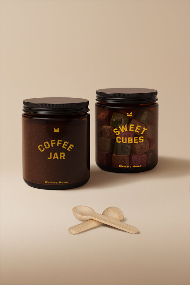 Amber Glass Coffee and Sugar Jar Set