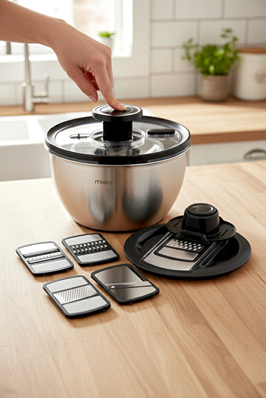 Stainless Steel Storage and Preparation Set with Grater Attachment