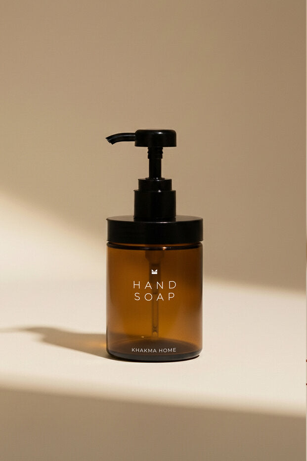 Amber 2 Piece Glass Soap Dish Set – with Black Metal Stand