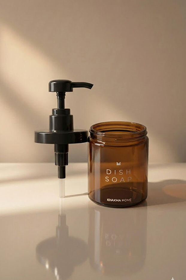 Amber Glass 250 ml Dish Soap Dispenser