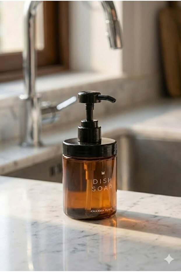 Amber Glass 250 ml Dish Soap Dispenser