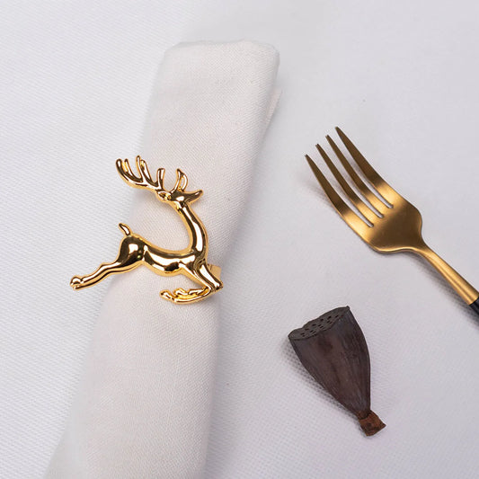 Deer 4 Piece Gold Napkin Ring
