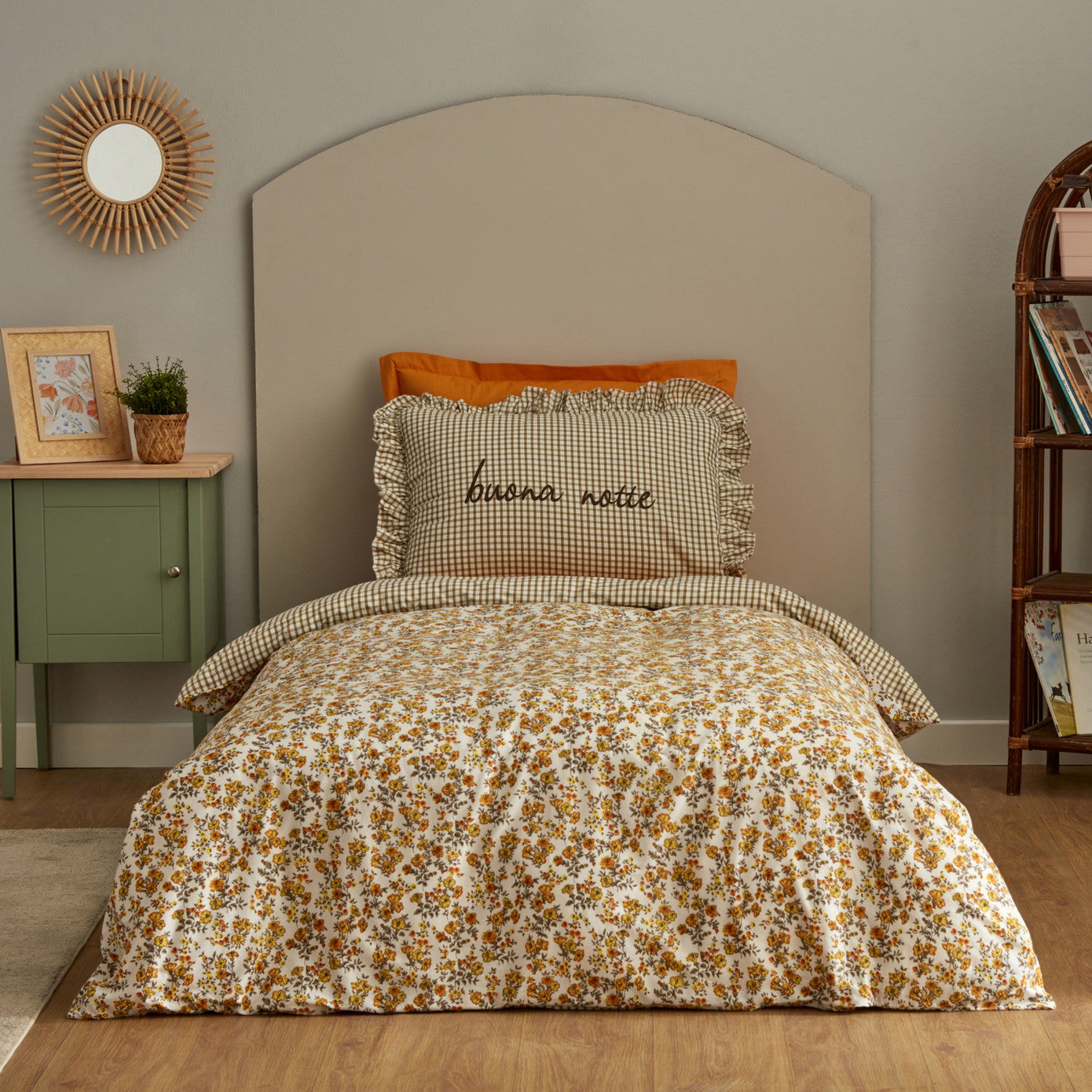 Buona Notte 100% Cotton Single Fitted Duvet Cover Set