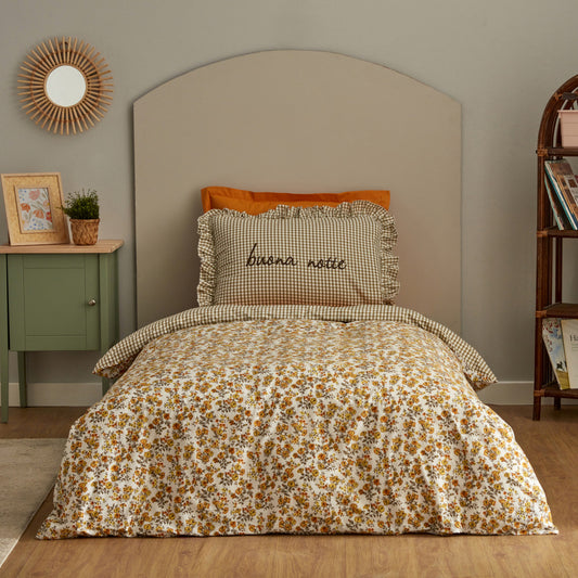 Buona Notte 100% Cotton Single Fitted Duvet Cover Set