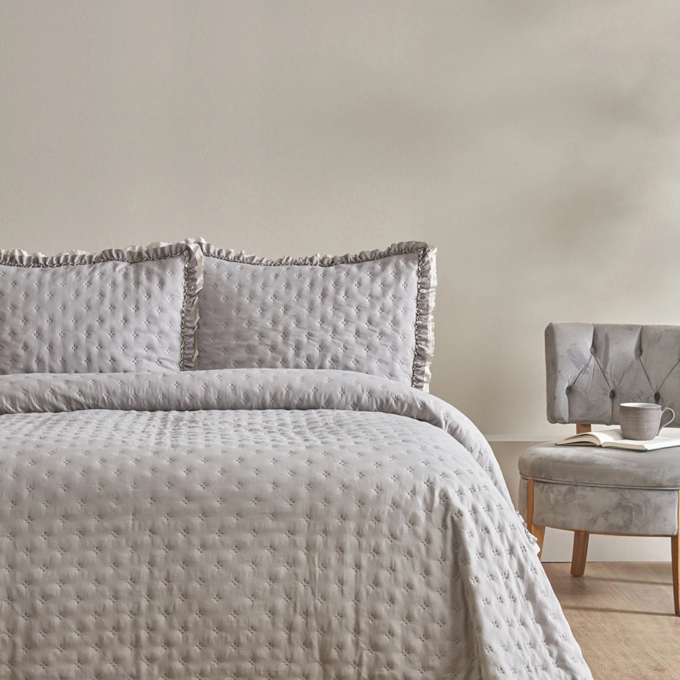 Viona Bedspread Set, Gray