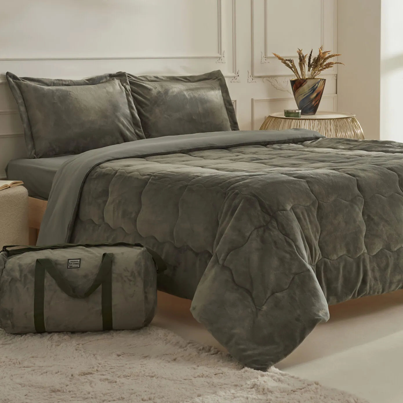 Flufy Double Soft Dream Comfort Set/Sleep Set Khaki
