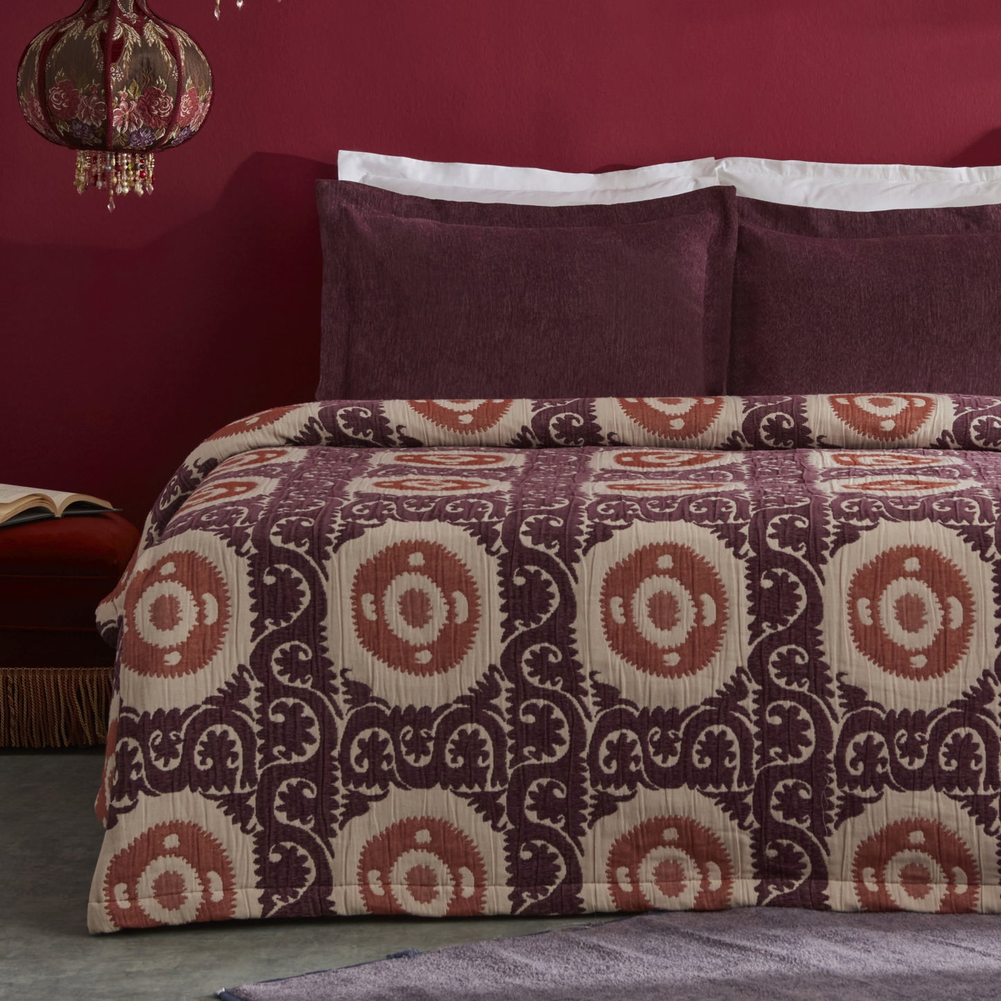 Ruan Double Bedspread Set, Plum