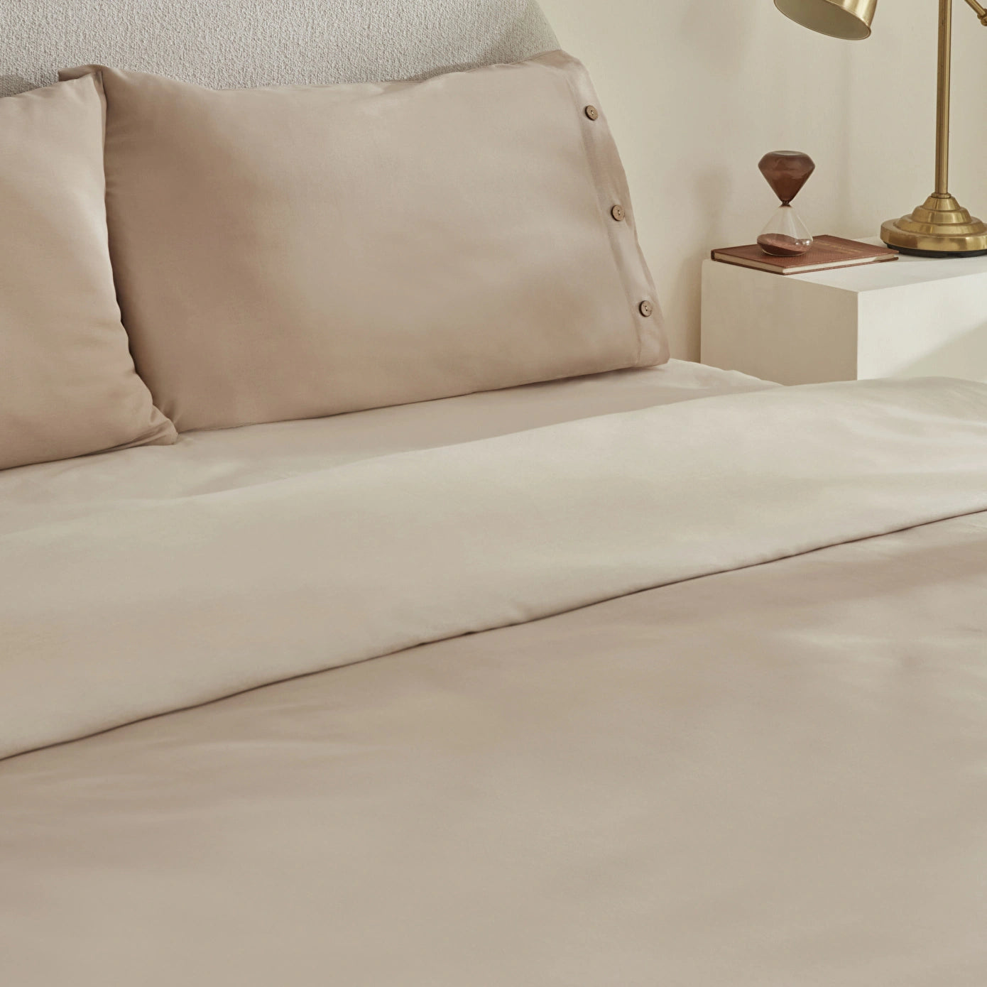 Basis 100% Cotton Double Duvet Cover Set Beige