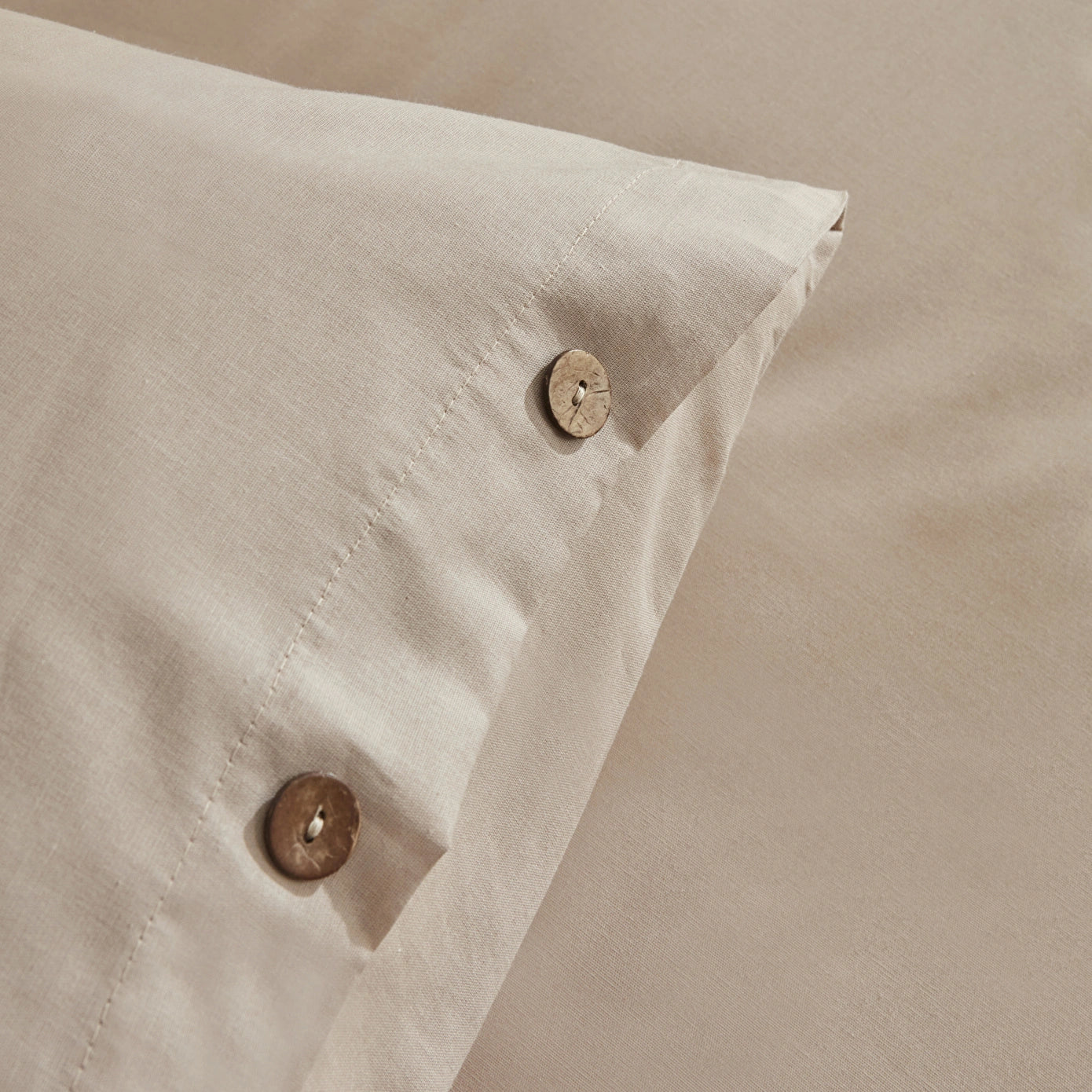 Basis 100% Cotton Double Duvet Cover Set Beige