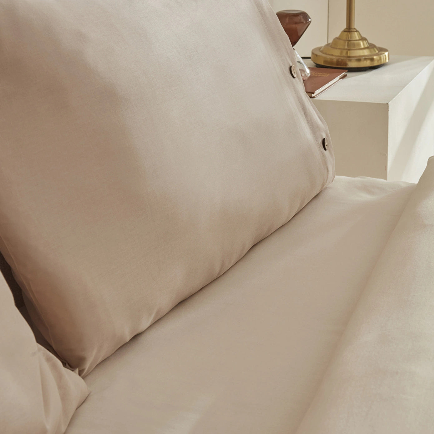 Basis 100% Cotton Double Duvet Cover Set Beige