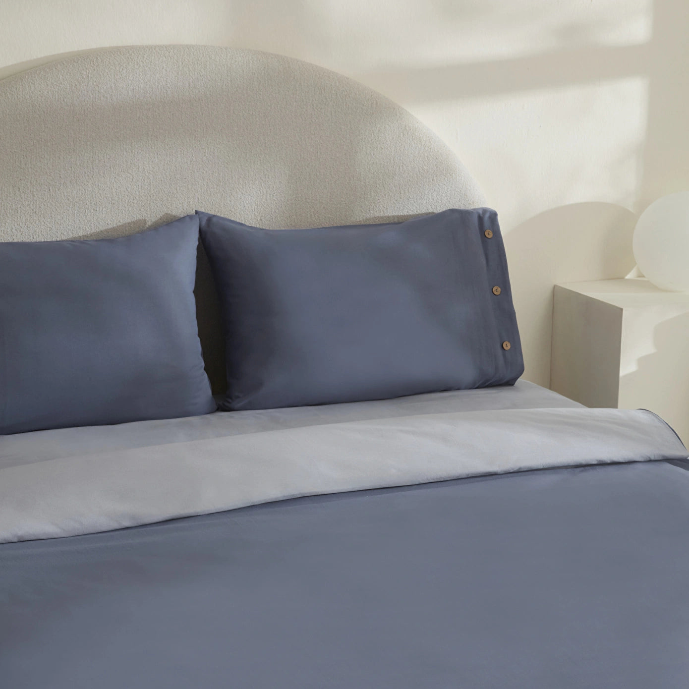 Basis 100% Cotton Double Duvet Cover Set Indigo