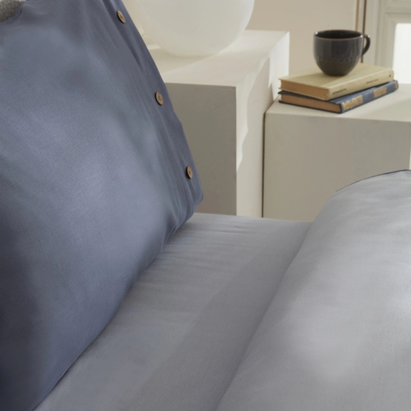 Basis 100% Cotton Double Duvet Cover Set Indigo